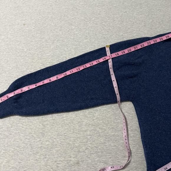 Vintage LL Bean Cardigan Sweater Womens Large Blue Lambswool Ireland 80s Boxy - Picture 7 of 7